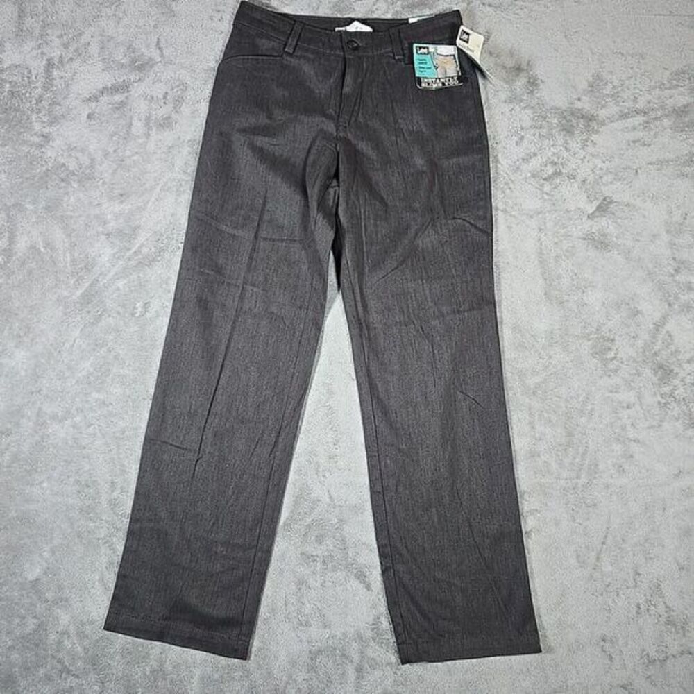 Lee Pants Womens 6 Medium Gray Relaxed Straight Leg At the Waist Flat Front